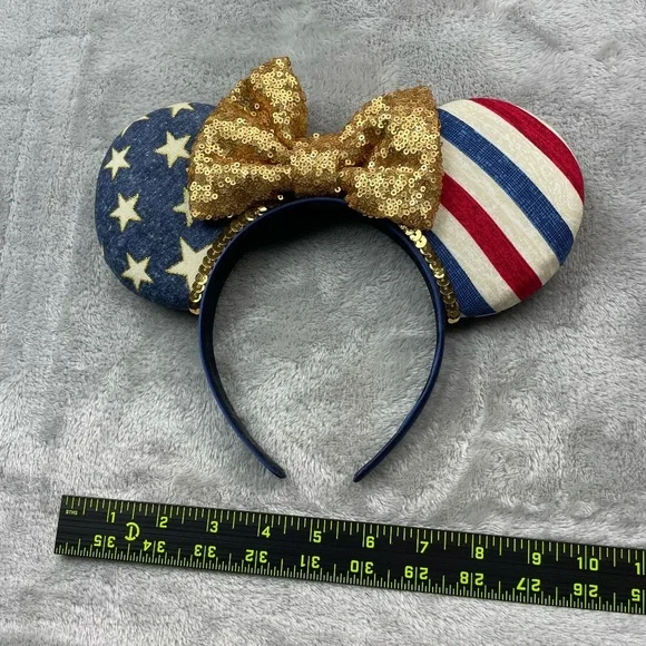 Disney American Flag Sequin Custom Made Minnie Ears Headband Adult Size - Picture 5 of 6